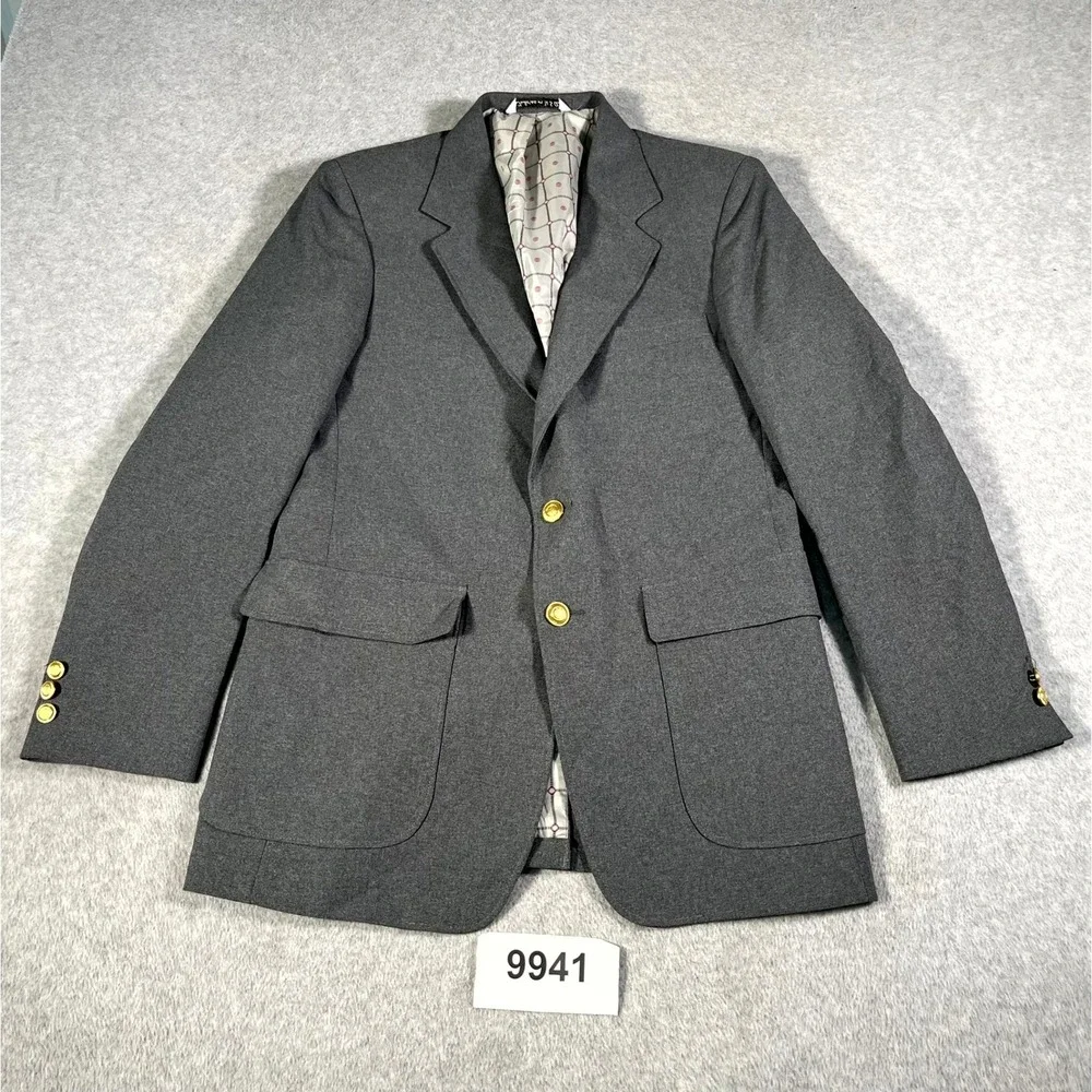 Oakton Ltd Blazer Jacket Mens 38R Gray Single Breasted Notch Lapel Business